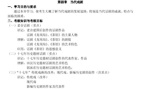 《中国当代文学专题研究》自考大纲