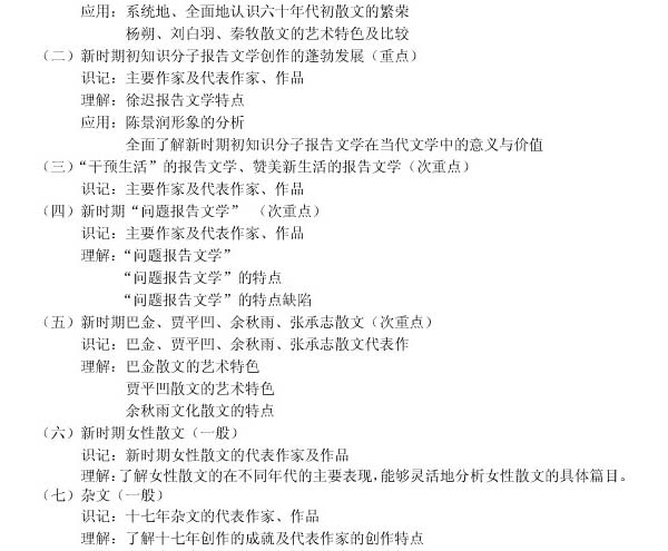 《中国当代文学专题研究》自考大纲